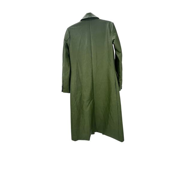 Free People Women's Trinity Faux Leather Trench Coat Long Sleeve Green Size XS - Picture 13 of 13